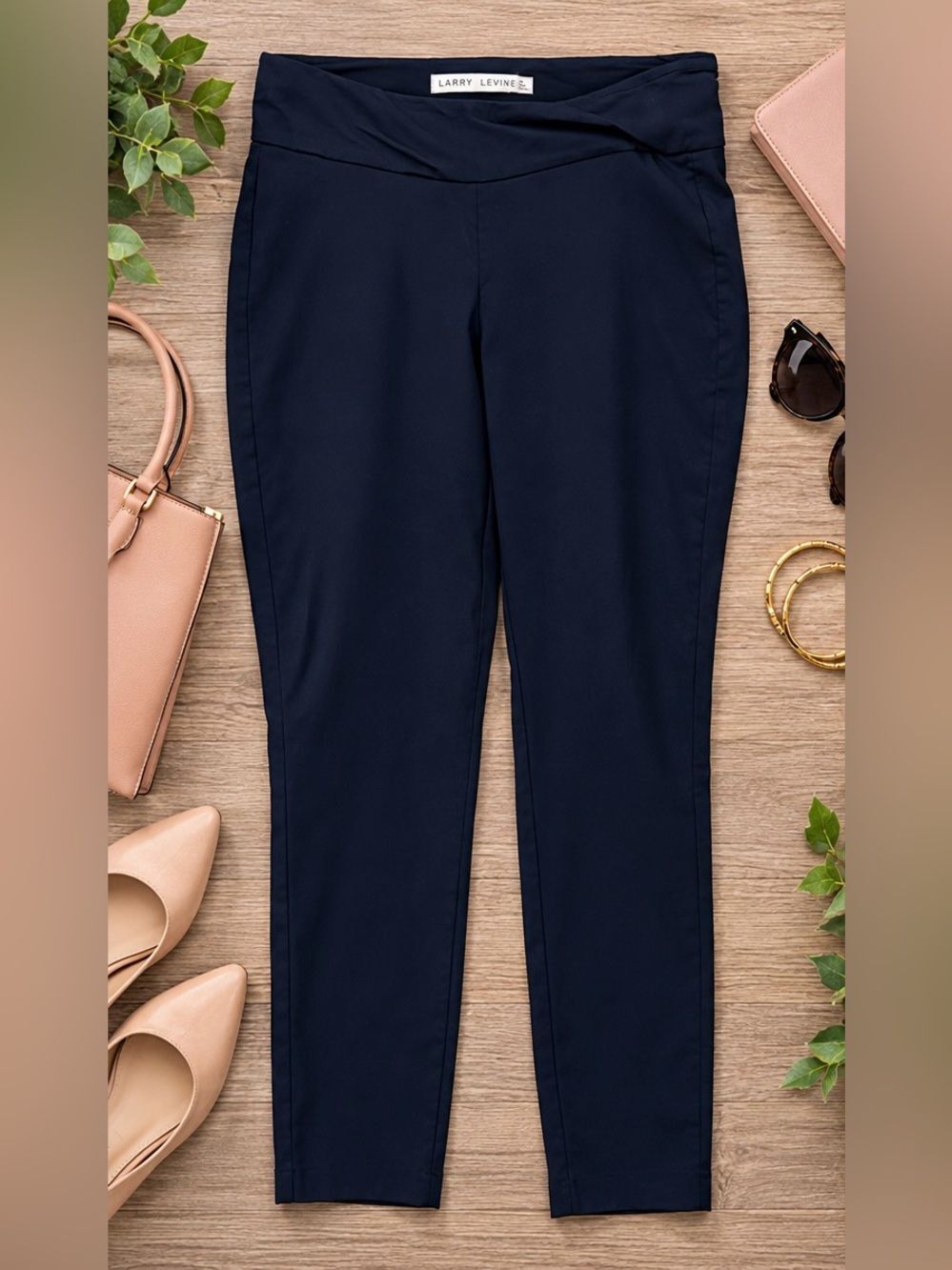 Larry Levine Navy Blue Slim Ankle Pants Size 10